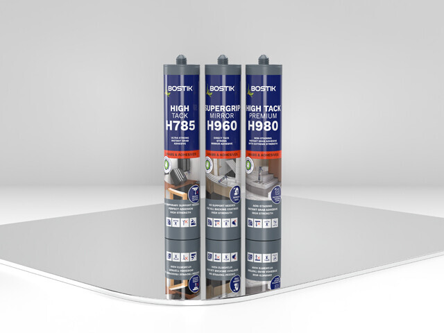 Packshot of three cartridges with mirror bonding adhesive