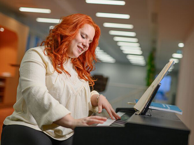Cecilia playing the piano